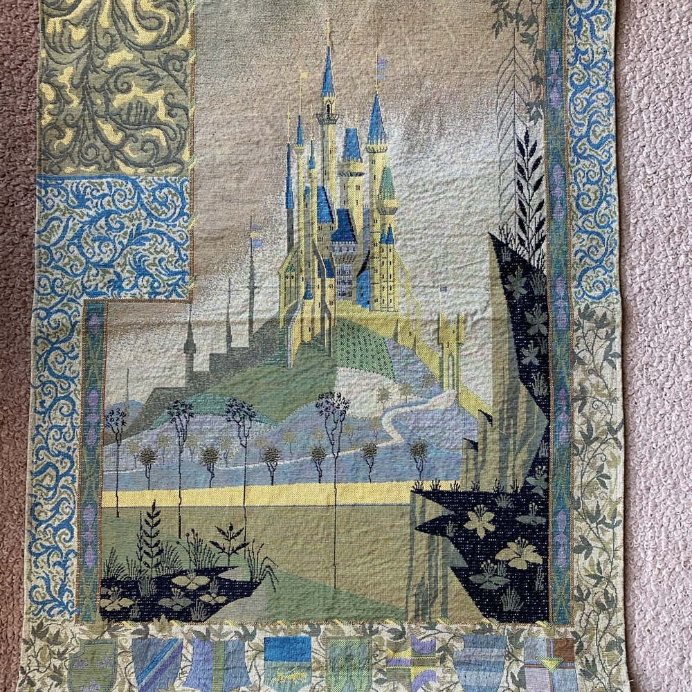 Disney’s Sleeping Beauty Castle Tapestry in Blue and Gold